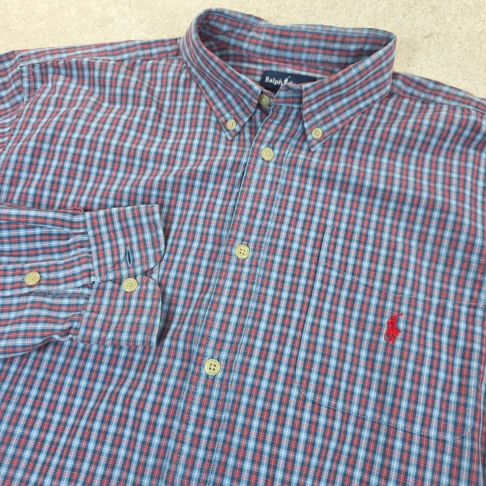 Polo Ralph Lauren Shirt Mens XL Multicolor Button Up Plaid Embroidered Pony Logo